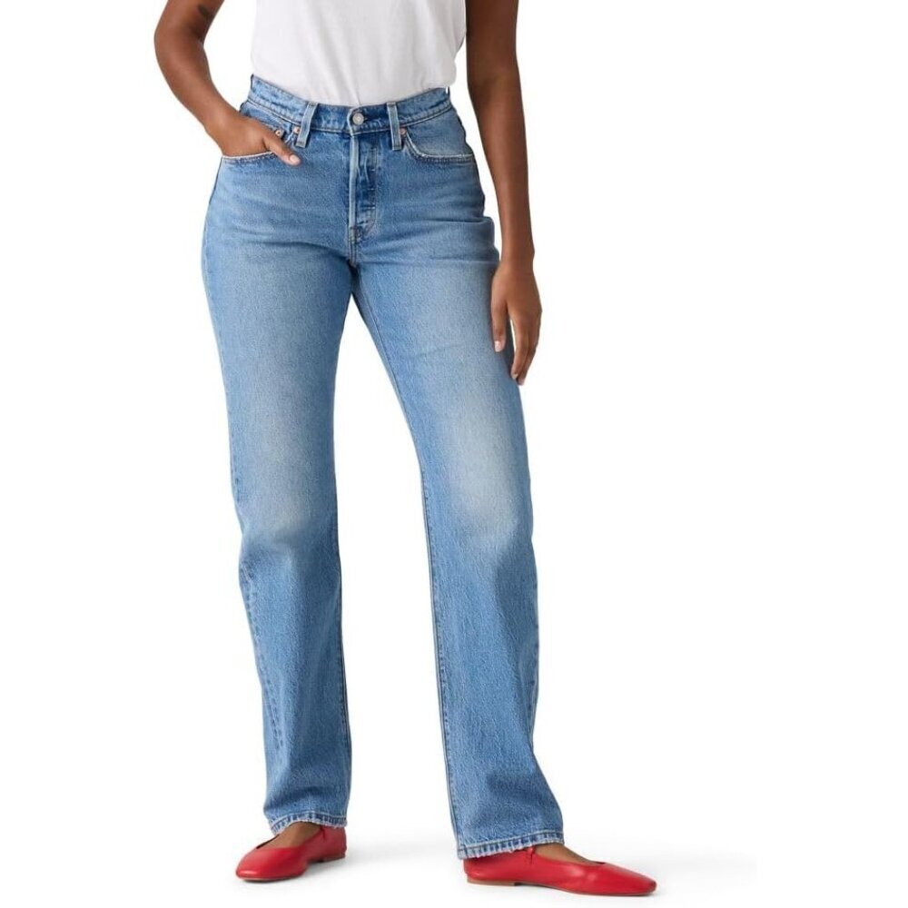 Womens Stretch Cotton 501 Curve Jeans Size 34 Straight Leg Classic Style
